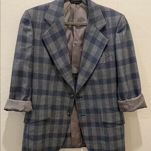 Vintage 70’s Curlee Navy and Gray Checkered Blazer